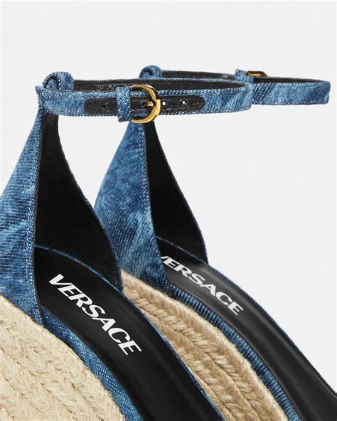 versace barocco denim sandals